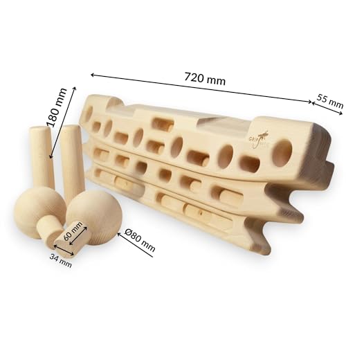 FingerPeg 1.0 Hangboard – Fingerboard Training Board for Climbing with Pull-Up Bars – Sleek Wooden Climbing Board with Ergonomic Design – Supports up to 265 lbs - style: Fingerpeg 1.0 + Spherical Holds