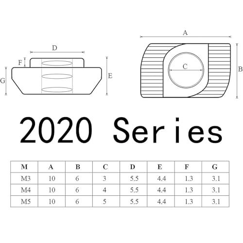 50 Pcs 2020 Series M3 T Nuts, T Slot Nut Hammer Head Fastener Nut, Nickel Plated Carbon Steel Nut for European Aluminum Profile,Drop in T Slot Nuts Assortment Kit(20-M3) - size: 20-M3（50 Pcs）
