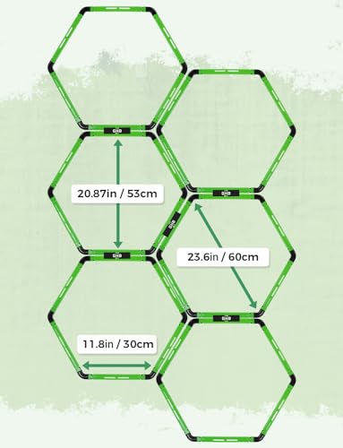 GHB Hex Agility Rings Speed Rings with Carrying Bag 6 Set Portable Hexagon Rings, Agility Ladder for Agility Footwork Training - color: Green