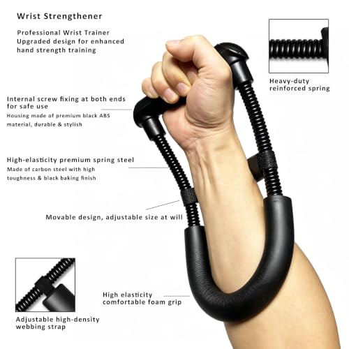 Hand Grip Strength Trainer Kit Wrist and Forearm Developer Strengthener - color: Carbon Black