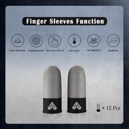 12PCS Gaming Finger Sleeves. 0.29MM Silver Fiber, Anti Sweat, Extremely Thin,Breathable Touchscreen dedales Gamer Finger Cover Thumb Sleeve Fit Phone Game Tablet Devices. - color: Gray(12pcs)
