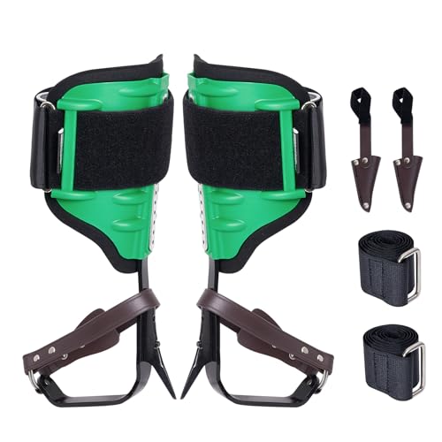 VEVOR Tree Climbing Spikes, 1 Pair Height-Adjustable Climbing Spurs, 350lbs Load Capacity Tree Climbing Gear with Straps, Arborist Equipment for Climbers, Hunting, Fruit Picking - color: Green (Upgraded)