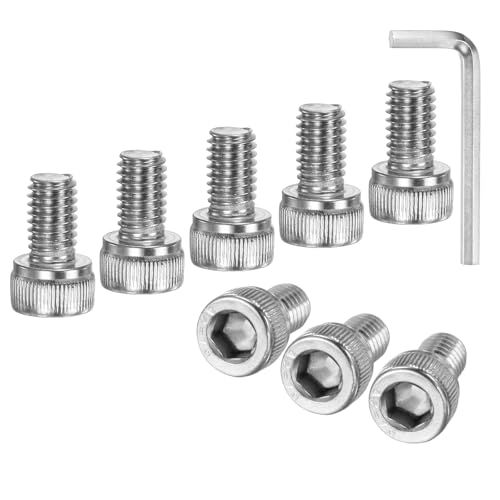 M METERXITY 20-Pack M6 x 10mm Socket Head Cap Screws, 304 Stainless Steel Hex Machine Bolts, Allen Socket Drive Screw with Hex Wrench for Repair/DIY, Fully Threaded Fasteners Kit [Silver] - size: M6 x 10mm