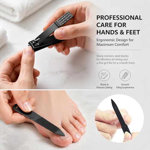 Manicure Set Gift Ideal for Husband,Stocking Stuffers for Men and Teen Boy | Sharp Carbon Steel Clippers Trim Fingernails and Toenails; A Christmas Essential Your Boyfriend and Dad Will Use