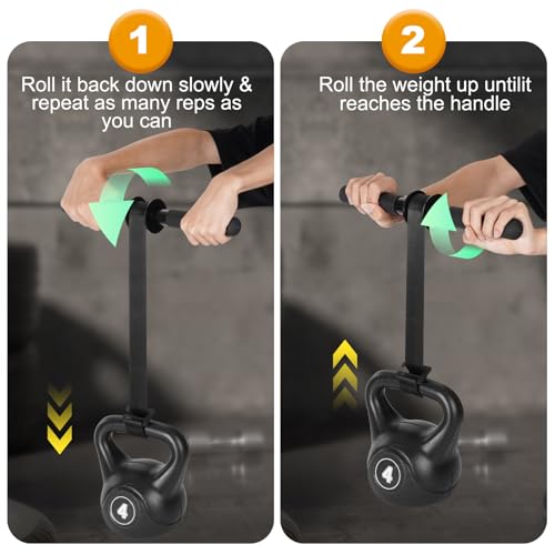Forearm Strengthener & Forearm Exerciser, Wrist Roller with PVC Anti-Slip Grip Handles, Forearm Strength Trainer with Ultra-Strong Nylon Webbing for Wrist and Forearm Strength Training