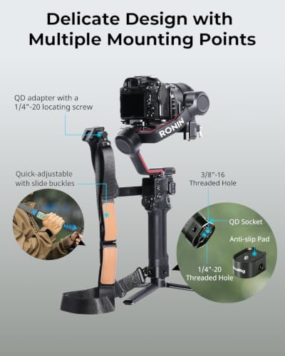 SmallRig Weight-Reducing Shoulder Strap Compatible with Sling Handle for DJI, Gimbal Belt with Upgraded QD Buckles for RS 4 / RS 4 Pro/RS 4 Mini/RS 3 / RS 3 Pro/RS 3 Mini/RS 2 - Black - style: Gimbal Handle Strap(Black)