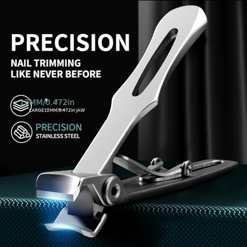 Nail Clipper with Leather Case - Wide Opening Straight Tip Nail Trimmer for Thick Nails, Portable Grooming Tool with Protective Pouch