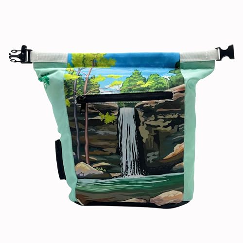 Rock Climbing Chalk Bucket | for Bouldering Gym & Outdoor Use | Durable Hook & Loop Closure, 2 Zippered Pockets, Easy-Carry Handle - style: Jackson Falls