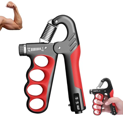 Adjustable Grip Strength Trainer Hand Gripper for Grip Strength, Forearm & Wrist Strengthener, Hand Exerciser for Strength Training & Therapy 11-220Lbs(5-100KG) - color: Red