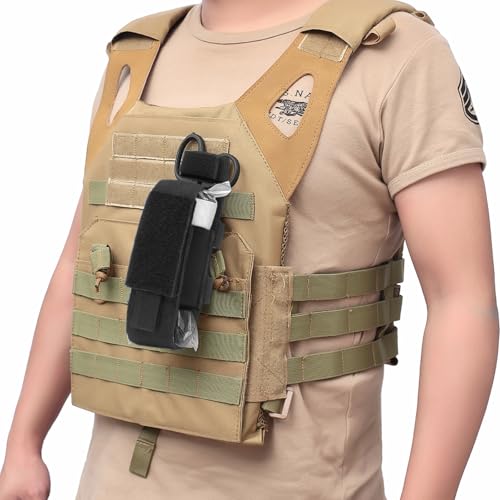 TRIWONDER Tactical Phone Pouch Molle, Smartphone Holster Bag EDC Utility Cellphone Lock Card Holder Organizer Fit for Waist Belt Case - color: 13 Black