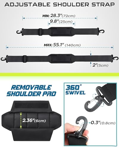 WYNEX Shoulder Strap, 55 inch Universal Bag Strap Replacement with Pad | Single Shoulder Strap with Detachable Thick Pad, Crossbody Bag Strap for Tactical Pouch Tool Bag Messenger Bag Luggage Duffle - color: Black, size: 2“ Strap