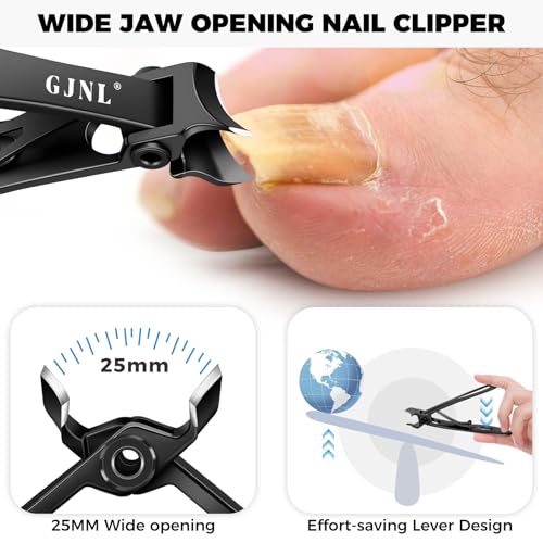 Slanted Curved Toenail Clippers for Seniors Toenails | Heavy Duty Nail Clippers for Men Thick Nails with Wide Jaw Opening, Black - color: Black Slanted Head