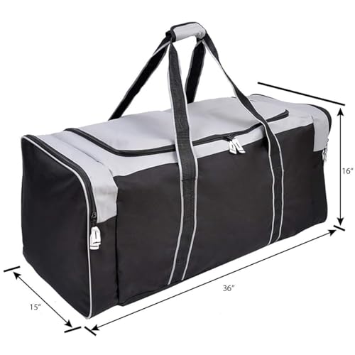 Jetstream Heavy Duty Multi Pocket Durable Sports Gym Equipment Travel Duffel Bag - color: XL 36" Grey, size: 36IN