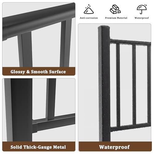 Aluminum Deck Railing Kit, Modular 36 in H. x 2 Ft W Level Railing Kit for Outdoor Steps,Heavy Duty Balustrade System for Deck, Porch, Patio & Balcony(1 Post, 1 Panel) - size: 2 Feet- Level