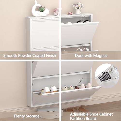 GREATMEET Shoe Rack,3 - color: Matt White, size: 3 Flip Drawers