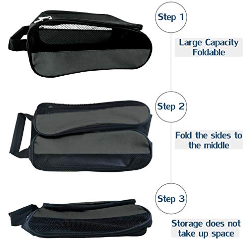 Golf Shoe Bag, Gray Golf Shoes Bags Men/Women Outdoor Zippered Carrier Bags with Ventilation Sport Shoes Bag Travel Shoe Bags (Grey) - color: Gray