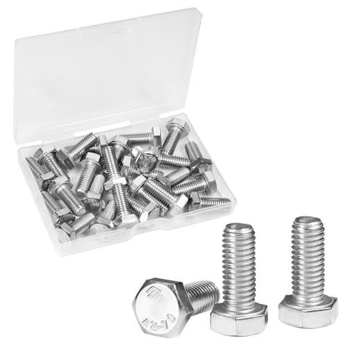 25 Pcs M8 Hex Bolts M8-1.25 x 20mm Hex Head Screw Bolt 304 Stainless Steel M8-1.25mm Hexagon Bolts Hex Head Screws, Metric Machine Fully Thread, Bright Finish - size: M8-1.25 x 20mm