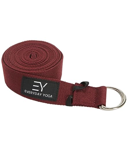 Everyday Yoga Strap with Metal D-Ring - Durable Stretching Strap for Yoga, Pilates, Flexibility & Physical Therapy (6ft, 8ft, 10ft) - color: Merlot, size: 10 Foot