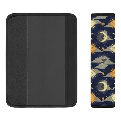 2 Piece Sun Moon Celestial Hippie Sun Moon Car Seat Belt Pad Breathable Seat Belt Cushion for Child, Stroller Pushchair High Chair, Easy Install (No Tool) - color: Pattern 678