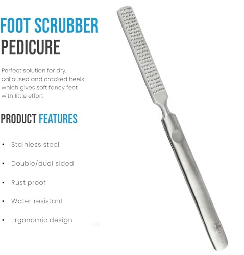 Foot Rasp Foot File Callus Remover Professional 7” Corn Removers for Toes Foot Care Pumice Pedicure Tool to Remove Hard Skin Wet Dry Callus Shaver for Feet, Colossal Stainless Steel By Krisp Beauty