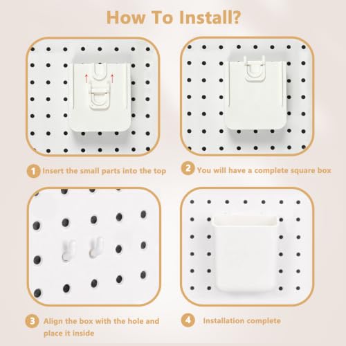 FZK 28-Packs Peg Board Organizer Accessories Kit, White | Includes ABS bins, shelves, book racks, and pegboard hooks, fits standard pegboards, ideal for home, office and craft room - color: White