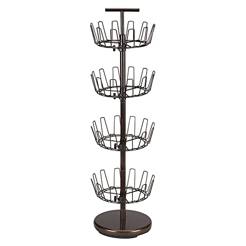 Household Essentials 2139-1 Metal Four-Tier Adjustable Revolving Shoe Rack | Holds up to 24 Pairs of Shoes | Antique Bronze Finish - color: Bronze