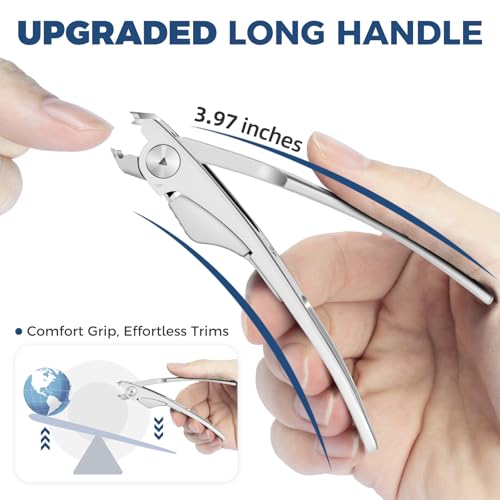 Toenail Clippers for Seniors Thick Toenails with Slanted Curved | Large Toe Nail Clippers for Men Thick Nails with Wide Opening, Sharp Heavy Duty Ingrown Toenail Clippers Long Handle - color: Sliver 2pcs