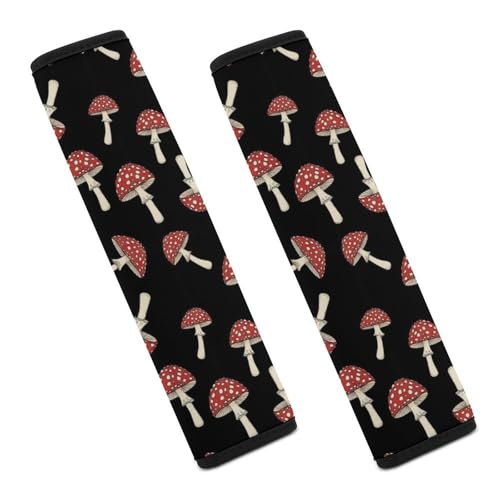 2 Pack Universal Fit Seat Belt Cover for Child, Stroller Pushchair High Chair, Cute Mushrooms Red Mushrooms Natural Wild Botanical Automotive Seat Belt Protector, Pressure Relief - color: Pattern 485