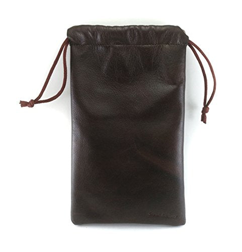 Multiple use Lambskin Leather Pouch with Drawstrings: (Brown, 32 cm X 43 cm) - color: Brown