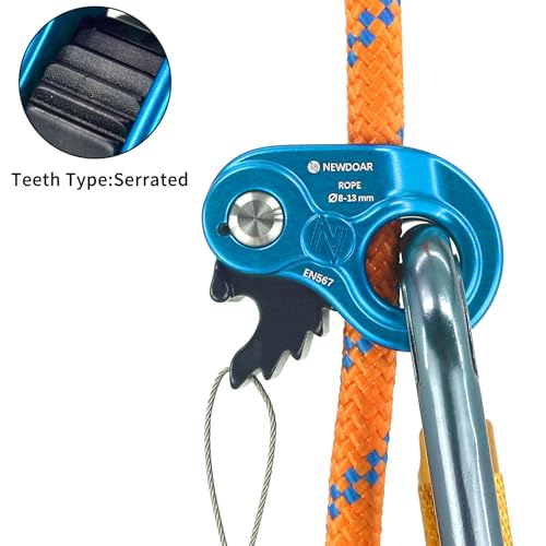 NewDoar Rope Ascender Lightweight Rope Clamp Ascender Riser Adjuster Fits 8-13mm Rope Self-Locking Grip for Rock Climbing,Hunting,Protection Rescue,Rappelling,Arborist,Gear Equipment - color: Blue