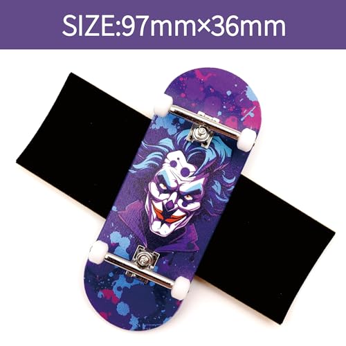 36mm Pro Fingerboard with Wooden Finger Skateboard Deck Upgraded Finger Board Trucks Street Shape Bearing Wheels (Clown) - color: Clown