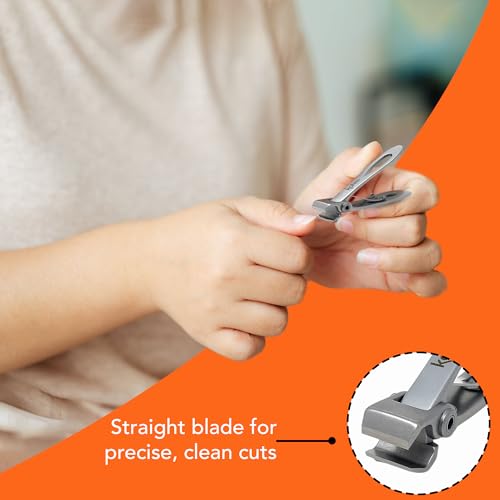 KOHM Nail Clippers for Thick Nails - Heavy Duty, Wide Mouth Professional Fingernail and Toenail Clippers for Men, Women & Seniors, Silver - color: Straight-silver