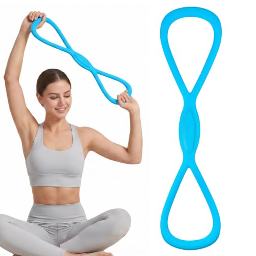 Figure 8 Resistance Band, Figure 8 Resistance Bands for Women Men,Resistance Band Figure for Working Out, Non-Slip Handles, Home Gym, Yoga & Physical Therapy - color: 25 LBS BLUE