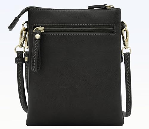 Solene Small Multi Zipper Pockets Crossbody Bag with Detachable Wristlet - color: Charcoal Grey