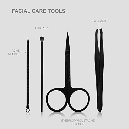 Utopia Care Manicure Set Professional Nail Clippers Kit | 16 Pcs Manicure & Pedicure Nail Kit for Men Women with Fingernail & Toenail Clippers and Premium Travel Case - color: Black, size: Pack of 16