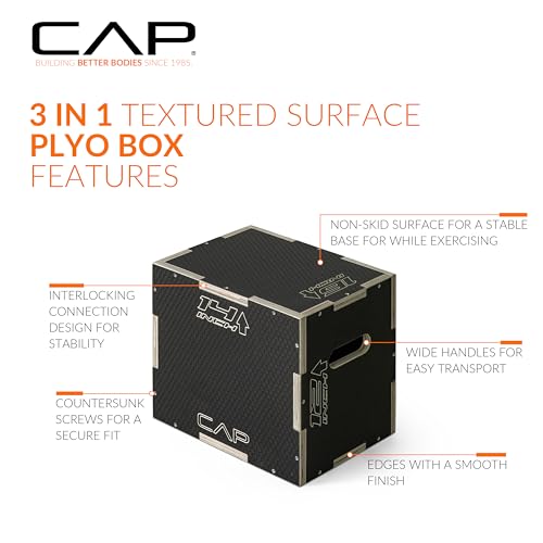 CAP Barbell 3-in-1 Plyometric Box | Multiple Styles and Sizes - size: 16in x 14in x 12in, style: NON-SLIP