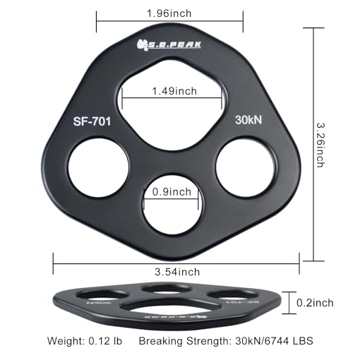 SEPEAK 30kN Rigging Plate, Force Divider Plate Bear, Anchor Multipliers Connector Gear for Yoga Hammock Descender Rock Climbing