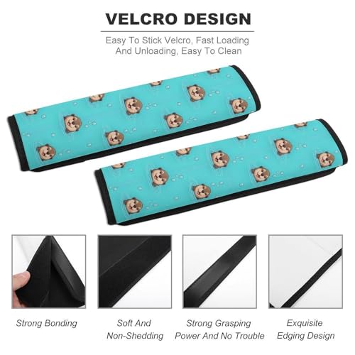 2 Pack Cute Sea Otter Seat Belt Cover Universal Fit Shoulder Harness Cover for Girls and Boys, Car Seats Pushchair Strollers High Chair Pushchair - color: Pattern 425