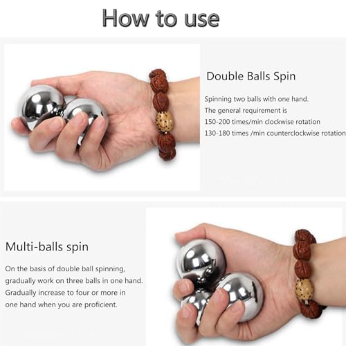 Stainless Steel Baoding Balls Set,1.57 Inches Chinese Health Balls, Metal Stress Relief Hand Massage Balls No Chime for Hand Exercise, Hands Therapy - size: Medium-1 .57"