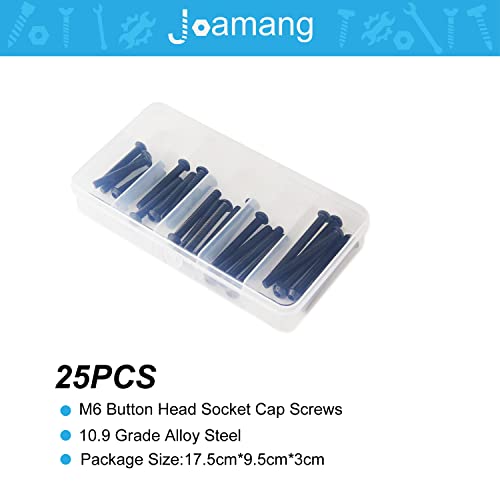 M6 x 40mm 45mm 50mm 55mm 60mm Button Head Socket Cap Screws Bolts, 10.9 Grade Alloy Steel, Black Oxide Finish, Metric Allen Hex Drive, Fully Threaded, Assortment Kit 25Pcs - size: Button M6x40-60 mm