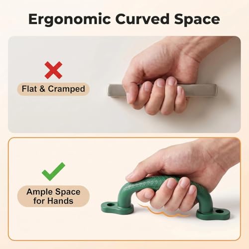 Non-Slip Playground Safety Handles, Green Playset Grips, 4 Pack | Heavy-Duty Playset Handles for Indoor & Outdoor Fits Treehouse, Playhouse, Climbing Frame. Screws Included - color: Green-4pack
