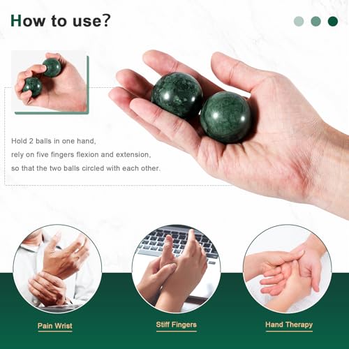 Learay 2Pcs Baoding Balls, Boading Balls for Hand Therapy, Green, 1.57 inch | Chinese Health Exercise Massage Balls with Carry Pouch for Stress Relief Meditation Ball - color: Green/1.57 Inch
