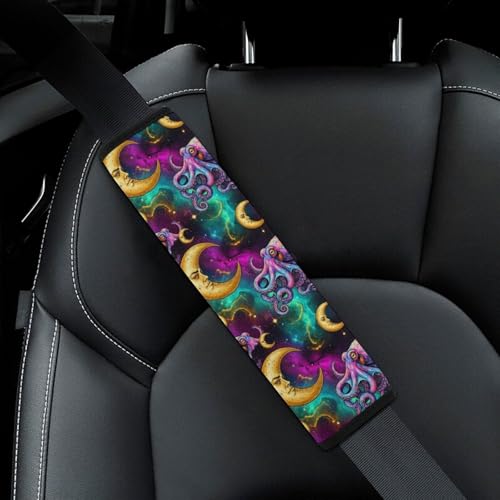 Universal Soft and Comfortable Car Seat Straps Shoulder Pads for Girls and Boys, Most Cars, 1 Pair Octopus Moon Galaxy Harness Pads Strap Comfortable Driving - color: Pattern 774