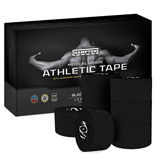 Hampton Adams | As Seen on Shark Tank | Original Sports Medical Athletic Tape (8-Pack) | 45ft Rolls | No Sticky Residue Easy Tear | for Athletes Trainers First Aid Injury Wrap | Ankles Wrist - color: black