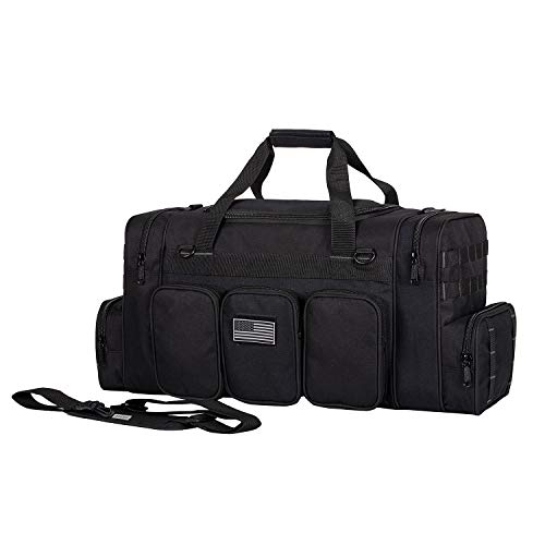 K-Cliffs Heavy Duty Tactical Range Duffel Quality Gear Travel Sports Gym Equipment Bag Military Molle Lockable Zippers with US Flag Patch 27 Inch Black - size: 27 Inch Black
