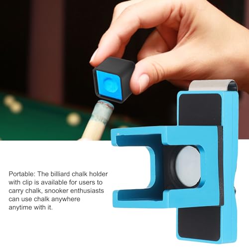 flexman Billiard Chalk Holder, Aluminum Universal Dry Oil Pool Cue Chalk Holder with Magnetic Belt Clip, Professional Snooker Billiard Accessories - color: Blue