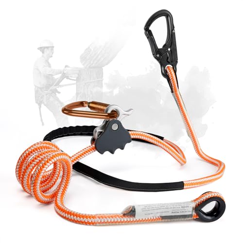 ProClimb Arborist Lanyard by Pelican Rope – 1/2 in x 12 ft Polyester, Aluminum Snap Hook, Adjustable, High Visibility, ANSI/OSHA Certified for Work Positioning, Made in the USA