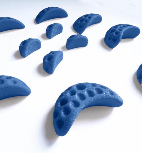 Moon Rock Climbing Holds Kids Swing Set Easy to Grab Rock Climbing Holds for Swing Sets and Home Climbing Walls. Positive in Cut Jugs. (Blue) - color: Blue