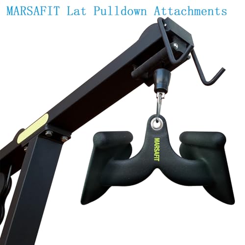 MARSAFIT Home Gym Fitness Rowing T-bar V-bar Pulley Cable Machine Attachment, Bicep Curl Tricep LAT pulldown Bar Back Strength Training Handle Grips LAT Pull Down Bar for Seat Row Workout - style: BTBAR 1901