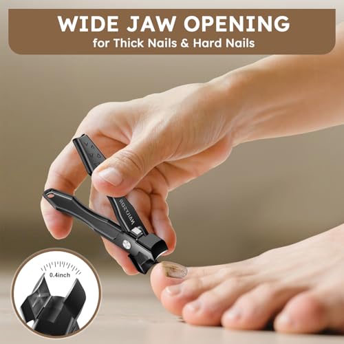German Nail Clippers for Men Women with Catcher, Toenail Clippers for Thick Nails for Seniors, Toe Nail Clippers Wide Jaw Opening Ultra Sharp Safety Lock Nail Cutters - style: Classic